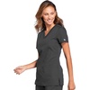 Cherokee WW Originals Women’s V-Neck Scrub Top Nurse Shirt with 3 Pockets | Poplin Fabric, Fade Resistant, Slim Contemporary Fit, Rib-Knit Side Panels, All Day Comfort, Easy Care For Healthcare Shifts(Pewter)