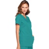 Cherokee WW Originals Women’s V-Neck Scrub Top Nurse Shirt with 3 Pockets | Poplin Fabric, Fade Resistant, Slim Contemporary Fit, Rib-Knit Side Panels, All Day Comfort, Easy Care For Healthcare Shifts(Teal Blue)