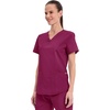 Cherokee WW Professionals Scrubs for Women V-Neck Top with 3 Pockets | Fade-Resistant, Soft Stretch Fabric, Shirttail Hem, Side Vents, Comfortable Mobility, Easy Care, Healthcare Workwear(Wine)