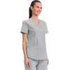 Cherokee WW Professionals Scrubs for Women V-Neck Top with 3 Pockets | Fade-Resistant, Soft Stretch Fabric, Shirttail Hem, Side Vents, Comfortable Mobility, Easy Care, Healthcare Workwear(Grey)