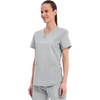 Cherokee WW Professionals Scrubs for Women V-Neck Top with 3 Pockets | Fade-Resistant, Soft Stretch Fabric, Shirttail Hem, Side Vents, Comfortable Mobility, Easy Care, Healthcare Workwear(Grey)