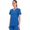 Cherokee WW Professionals Scrubs for Women V-Neck Top with 3 Pockets | Fade-Resistant, Soft Stretch Fabric, Shirttail Hem, Side Vents, Comfortable Mobility, Easy Care, Healthcare Workwear(Royal)