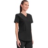 Cherokee WW Professionals Scrubs for Women V-Neck Top with 3 Pockets | Fade-Resistant, Soft Stretch Fabric, Shirttail Hem, Side Vents, Comfortable Mobility, Easy Care, Healthcare Workwear(Black)