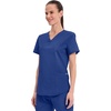 Cherokee WW Professionals Scrubs for Women V-Neck Top with 3 Pockets | Fade-Resistant, Soft Stretch Fabric, Shirttail Hem, Side Vents, Comfortable Mobility, Easy Care, Healthcare Workwear(Galaxy Blue)