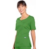 Cherokee Workwear Originals Women Scrubs Top V-Neck 3 Pockets | Modern Classic Fit, Notched Cuffs, Half Back Elastic, Side Vents, Easy Care, Made for Routine Hospital Shifts(Aloe)