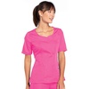 Cherokee Workwear Originals Women Scrubs Top V-Neck 3 Pockets | Modern Classic Fit, Notched Cuffs, Half Back Elastic, Side Vents, Easy Care, Made for Routine Hospital Shifts(Shocking Pink)