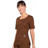 Cherokee Workwear Originals Women Scrubs Top V-Neck 3 Pockets | Modern Classic Fit, Notched Cuffs, Half Back Elastic, Side Vents, Easy Care, Made for Routine Hospital Shifts(Chocolate)