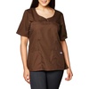 Cherokee Workwear Originals Women Scrubs Top V-Neck 3 Pockets | Modern Classic Fit, Notched Cuffs, Half Back Elastic, Side Vents, Easy Care, Made for Routine Hospital Shifts(Chocolate)