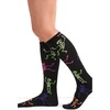 Cherokee Legwear Compression Socks for Women 10-15 mmHg (1-Pair Pack)(Dancing Skeletons)