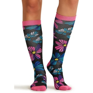 Cherokee Legwear Compression Socks for Women 10-15 mmHg (1-Pair Pack)(Floral Flashback)
