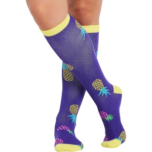 Cherokee Legwear Compression Socks for Women 10-15 mmHg (1-Pair Pack)(Pineapple Toss)