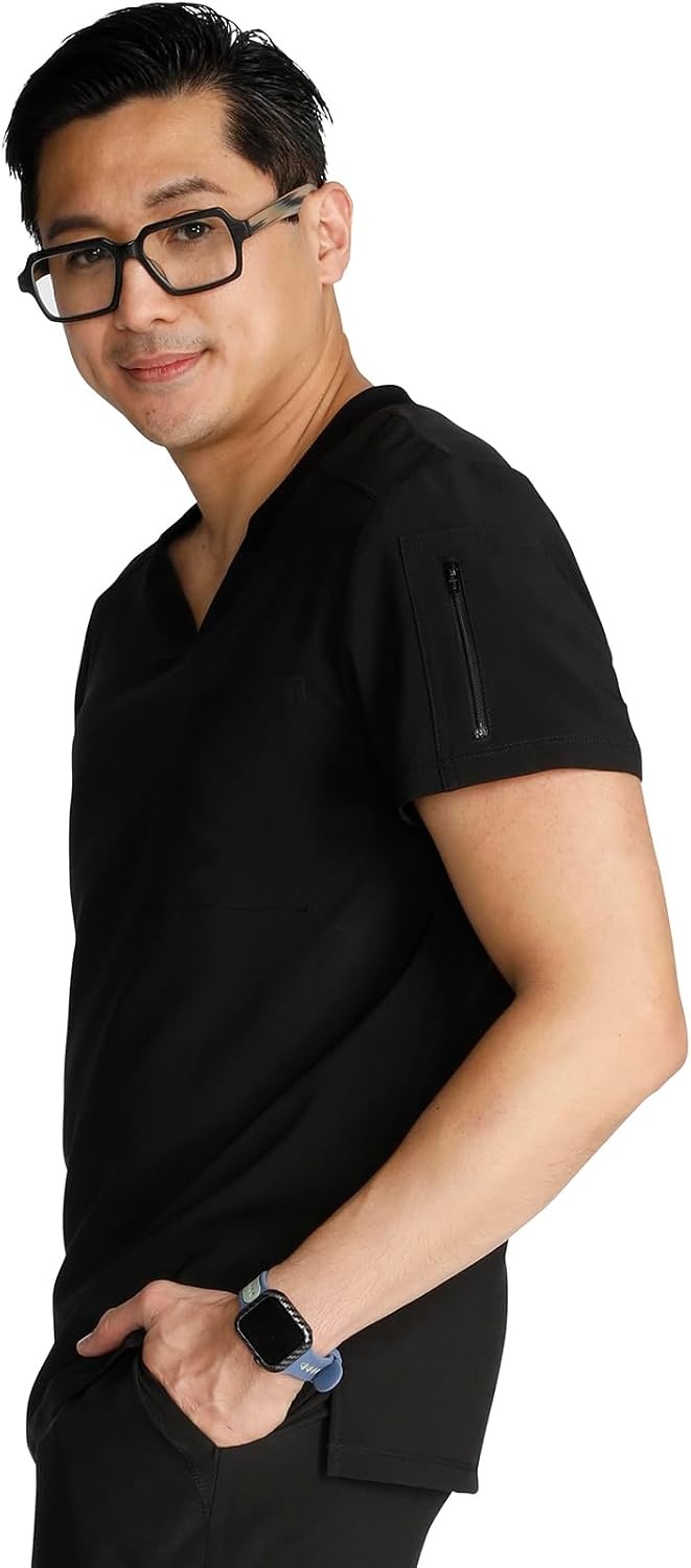 image:imageCherokee Journey Mens VNeck Scrub Top 2 Pockets Relaxed FitBlack