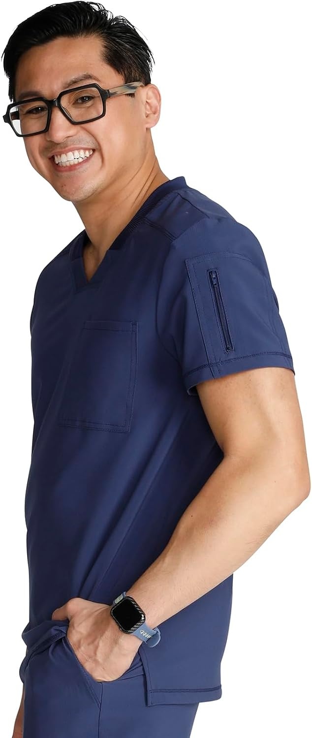 image:imageCherokee Journey Mens VNeck Scrub Top 2 Pockets Relaxed FitNavy