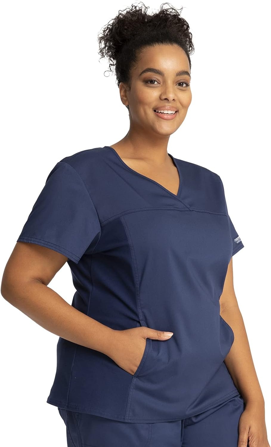 image:imageCherokee WW Revolution Scrub Top for Women V Neck 1 Pocket Classic FitNavy