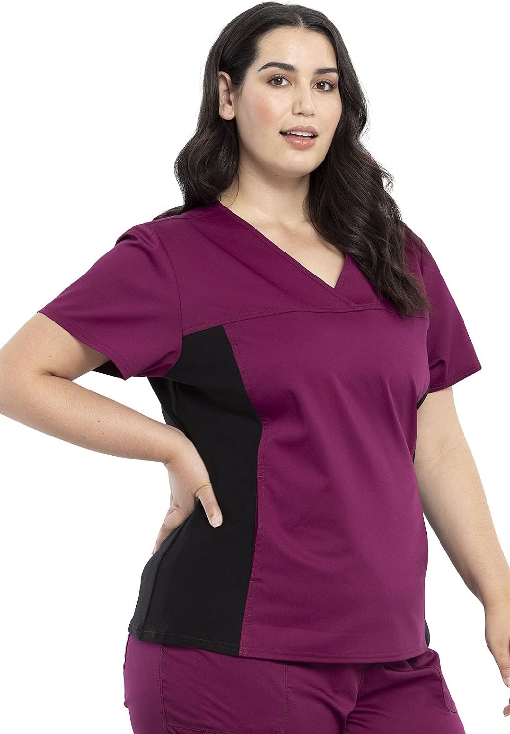 image:imageCherokee WW Revolution Scrub Top for Women V Neck 1 Pocket Classic FitWine