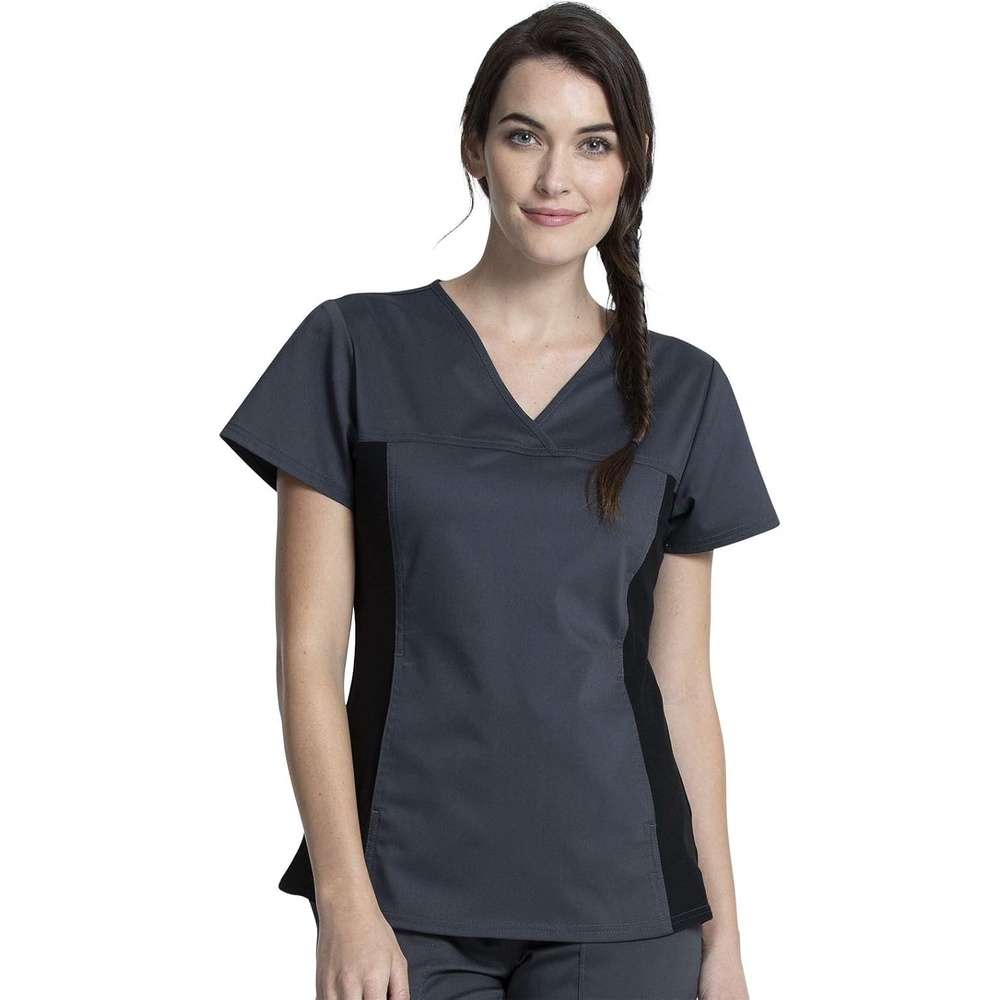 image:imageCherokee WW Revolution Scrub Top for Women V Neck 1 Pocket Classic FitPewter