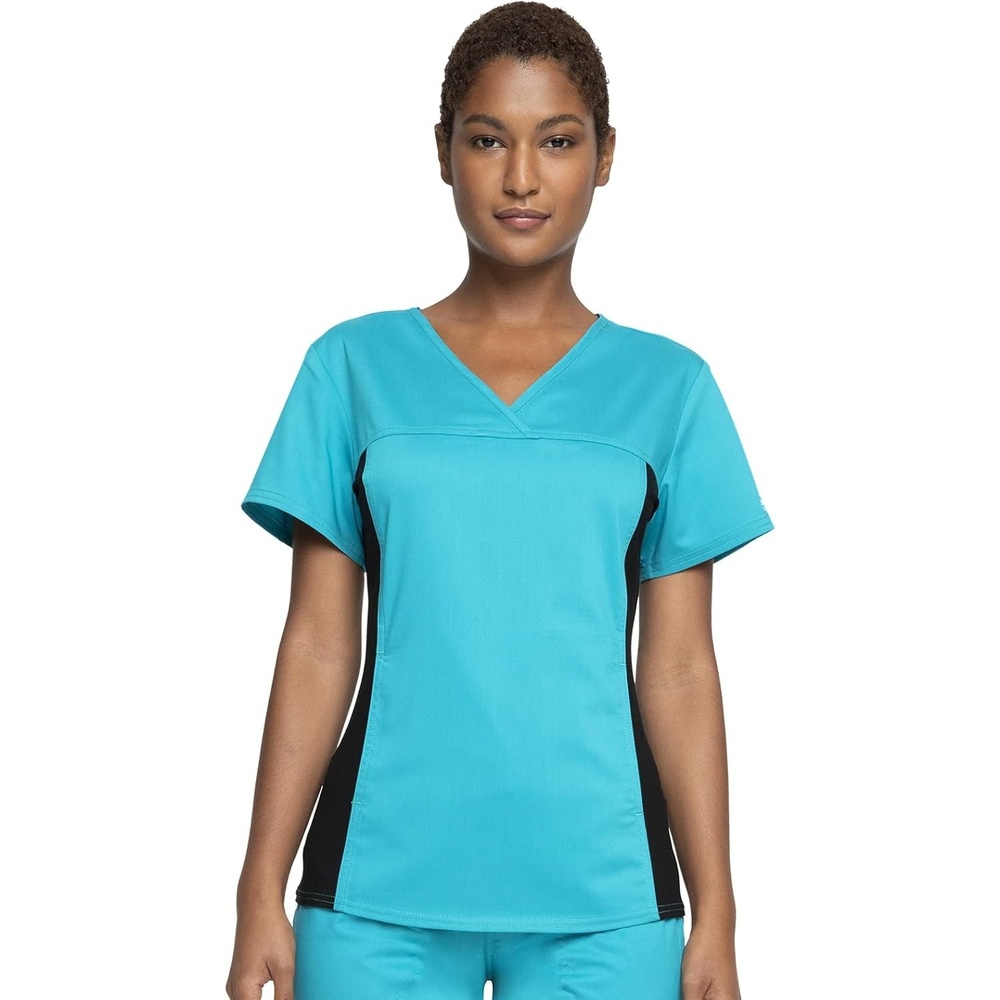 image:imageCherokee WW Revolution Scrub Top for Women V Neck 1 Pocket Classic FitTeal Blue