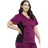 Cherokee WW Revolution Scrub Top for Women V Neck 1 Pocket Classic Fit(Wine)