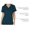 Cherokee WW Revolution Scrub Tops Women Mock Wrap 2 Pockets Nurse Shirt(Caribbean Blue)