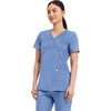 Cherokee WW Revolution Scrub Tops Women Mock Wrap 2 Pockets Nurse Shirt(Ciel)