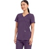 Cherokee WW Revolution Scrub Tops Women Mock Wrap 2 Pockets Nurse Shirt(Eggplant)