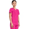 Cherokee WW Revolution Scrub Tops Women Mock Wrap 2 Pockets Nurse Shirt(Electric Pink)