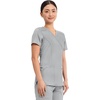 Cherokee WW Revolution Scrub Tops Women Mock Wrap 2 Pockets Nurse Shirt(Grey)