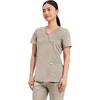 Cherokee WW Revolution Scrub Tops Women Mock Wrap 2 Pockets Nurse Shirt(Khaki)