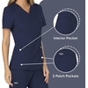 Cherokee WW Revolution Scrub Tops Women Mock Wrap 2 Pockets Nurse Shirt(Navy)
