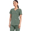 Cherokee WW Revolution Scrub Tops Women Mock Wrap 2 Pockets Nurse Shirt(Olive)