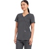 Cherokee WW Revolution Scrub Tops Women Mock Wrap 2 Pockets Nurse Shirt(Pewter)