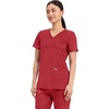 Cherokee WW Revolution Scrub Tops Women Mock Wrap 2 Pockets Nurse Shirt(Red)