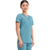 Cherokee WW Revolution Scrub Tops Women Mock Wrap 2 Pockets Nurse Shirt(Soft Marine)