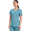 Cherokee WW Revolution Scrub Tops Women Mock Wrap 2 Pockets Nurse Shirt(Soft Marine)