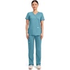 Cherokee WW Revolution Scrub Tops Women Mock Wrap 2 Pockets Nurse Shirt(Soft Marine)