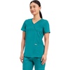 Cherokee WW Revolution Scrub Tops Women Mock Wrap 2 Pockets Nurse Shirt(Teal Blue)