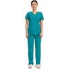 Cherokee WW Revolution Scrub Tops Women Mock Wrap 2 Pockets Nurse Shirt(Teal Blue)