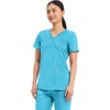 Cherokee WW Revolution Scrub Tops Women Mock Wrap 2 Pockets Nurse Shirt(Turquoise)