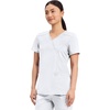 Cherokee WW Revolution Scrub Tops Women Mock Wrap 2 Pockets Nurse Shirt(White)