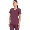 Cherokee WW Revolution Scrub Tops Women Mock Wrap 2 Pockets Nurse Shirt(Wine)