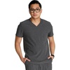 Cherokee Journey Men’s V-Neck Scrub Top 2 Pockets Relaxed Fit(Heather Pewter)