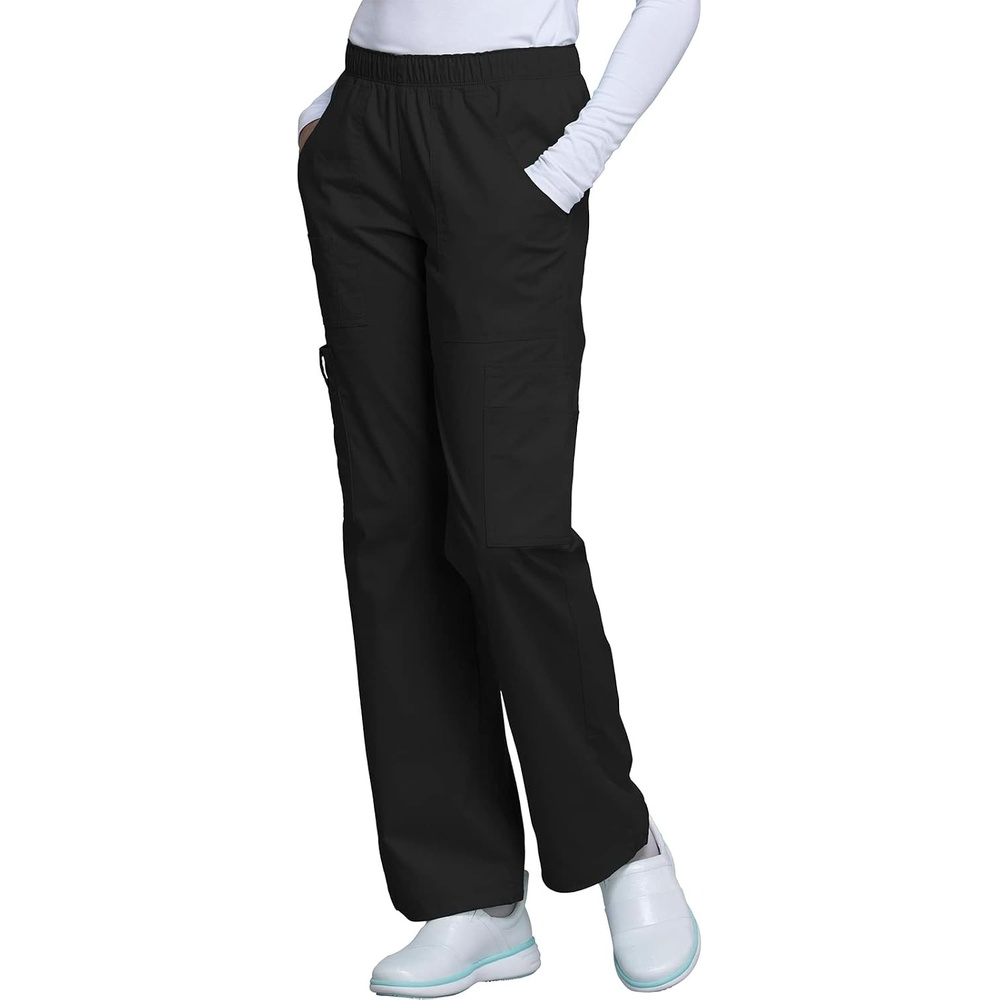 image:imageCherokee Core Stretch Scrub Pants for Women Cargo PullOn Mid RiseBlack