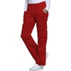 Cherokee Core Stretch Scrub Pants for Women Cargo Pull-On Mid Rise(Red)