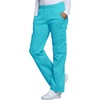 Cherokee Core Stretch Scrub Pants for Women Cargo Pull-On Mid Rise(Turquoise)