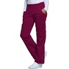 Cherokee Core Stretch Scrub Pants for Women Cargo Pull-On Mid Rise(Wine)