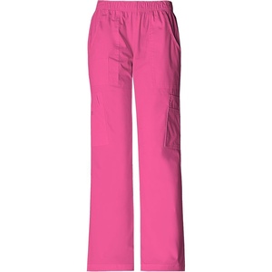 Cherokee Core Stretch Scrub Pants for Women Cargo Pull-On Mid Rise(Shocking Pink)
