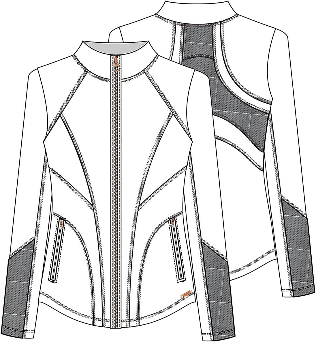 image:imageCherokee Form Warm Up Scrub Jacket for Women Zip Front Mock NeckPewter