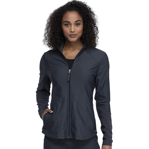 Cherokee Form Warm Up Scrub Jacket for Women Zip Front Mock Neck(Pewter)