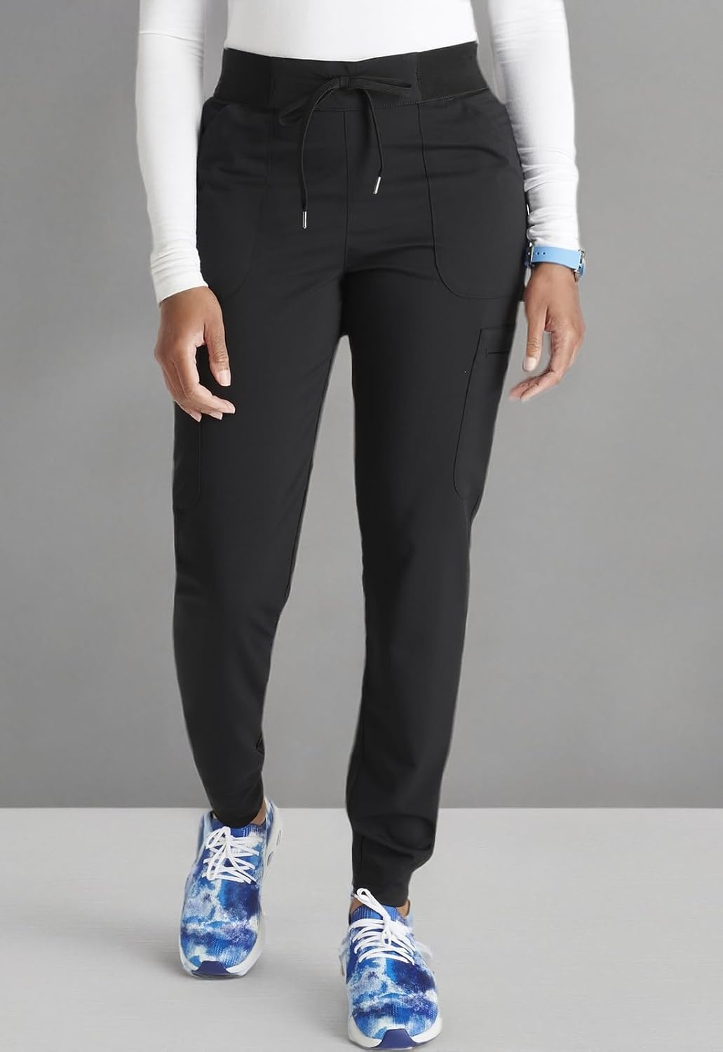 image:imageCherokee Atmos Mid Rise Scrub Pants for Women PullOn Jogger 4 PocketsBlack