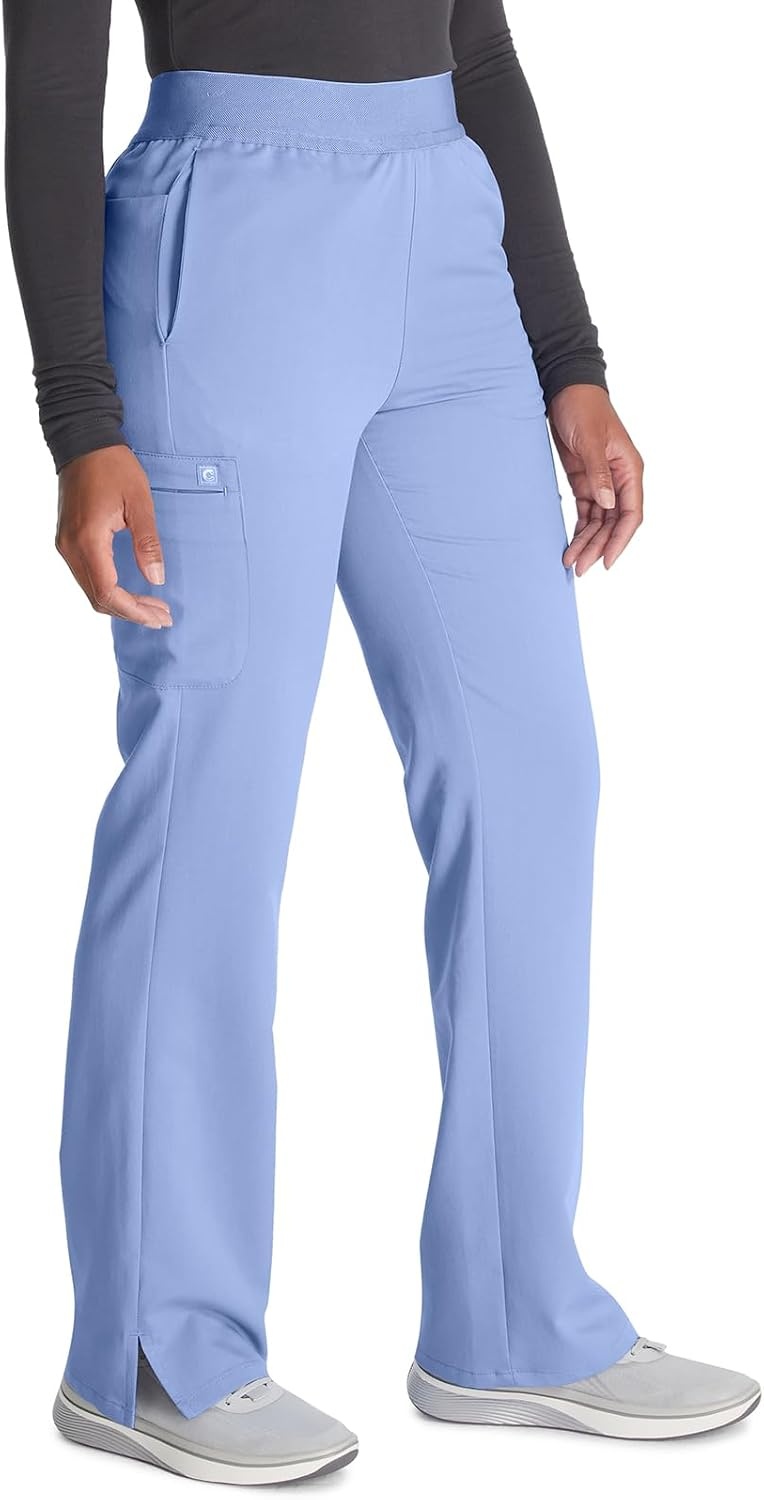 image:imageCherokee Atmos Scrub Pants for Women Straight Leg PullOn Mid RiseBlissful Sky